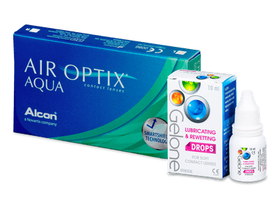Air Optix Aqua (6 Linsen) + Gelone Drops 10 ml - Package 