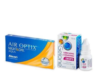 Air Optix Night and Day Aqua (6 Linsen) + Gelone Drops 10 ml - Älteres Design
