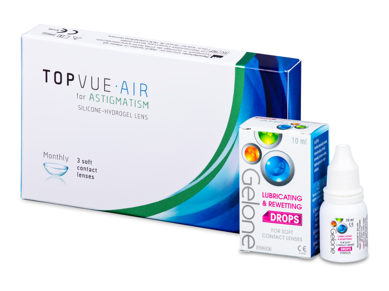TopVue Air for Astigmatism (3 Linsen) + Gelone Drops 10 ml - Spar-Set