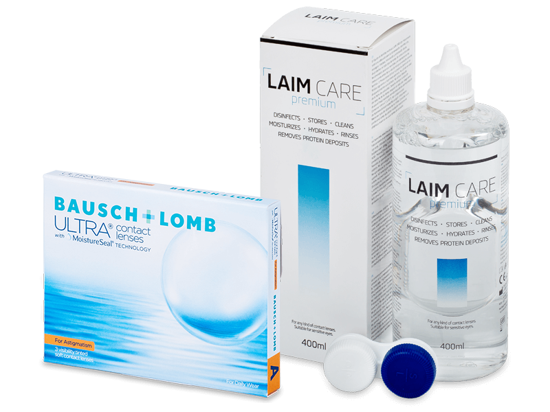 Bausch + Lomb ULTRA for Astigmatism (3 Linsen) + Laim-Care 400 ml - Spar-Set