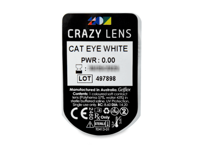 CRAZY LENS - Cat Eye White - Tageslinsen ohne Stärke (2 Linsen) - Blister Vorschau