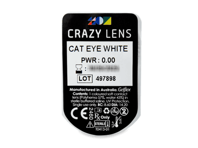 CRAZY LENS - Cat Eye White - Tageslinsen ohne Stärke (2 Linsen) - Blister Vorschau