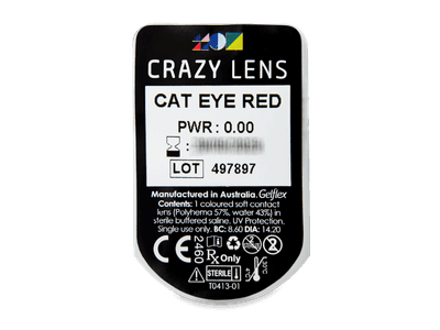 CRAZY LENS - Cat Eye Red - Tageslinsen ohne Stärke (2 Linsen) - Blister Vorschau