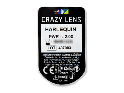 CRAZY LENS - Harlequin - Tageslinsen mit Stärke (2 Linsen) - Blister Vorschau