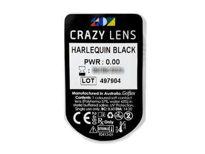 CRAZY LENS - Harlequin Black - Tageslinsen ohne Stärke (2 Linsen) - Blister Vorschau