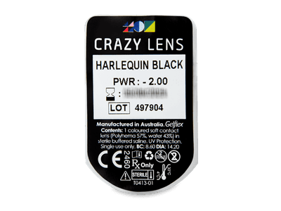 CRAZY LENS - Harlequin Black - Tageslinsen mit Stärke (2 Linsen) - Blister Vorschau