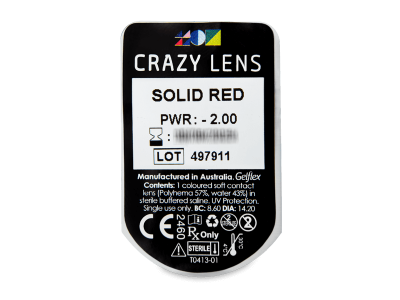 CRAZY LENS - Solid Red - Tageslinsen mit Stärke (2 Linsen) - Blister Vorschau