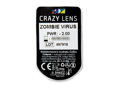 CRAZY LENS - Zombie Virus - Tageslinsen mit Stärke (2 Linsen) - Blister Vorschau