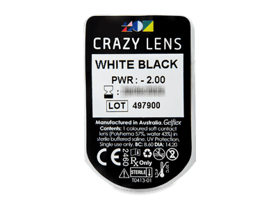 CRAZY LENS - White Black - Tageslinsen mit Stärke (2 Linsen) - Blister Vorschau