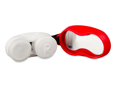 Roter Linsenbehälter mit Haken - Älteres Design