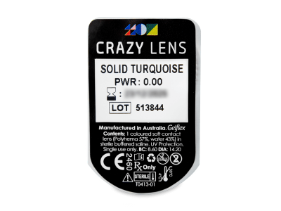 CRAZY LENS - Solid Turquoise - Tageslinsen ohne Stärke (2 Linsen) - Blister Vorschau