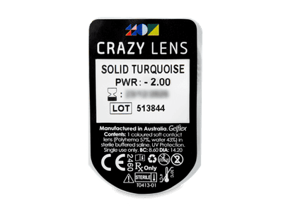 CRAZY LENS - Solid Turquoise - Tageslinsen mit Stärke (2 Linsen) - Blister Vorschau