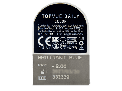 TopVue Daily Color - Brilliant Blue - Tageslinsen mit Stärke (2 Linsen) - Blister Vorschau