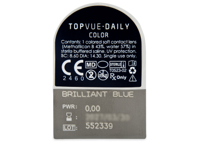 TopVue Daily Color - Brilliant Blue - Tageslinsen ohne Stärke (2 Linsen) - Blister Vorschau