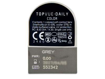 TopVue Daily Color - Grey - Tageslinsen ohne Stärke (2 Linsen) - Blister Vorschau