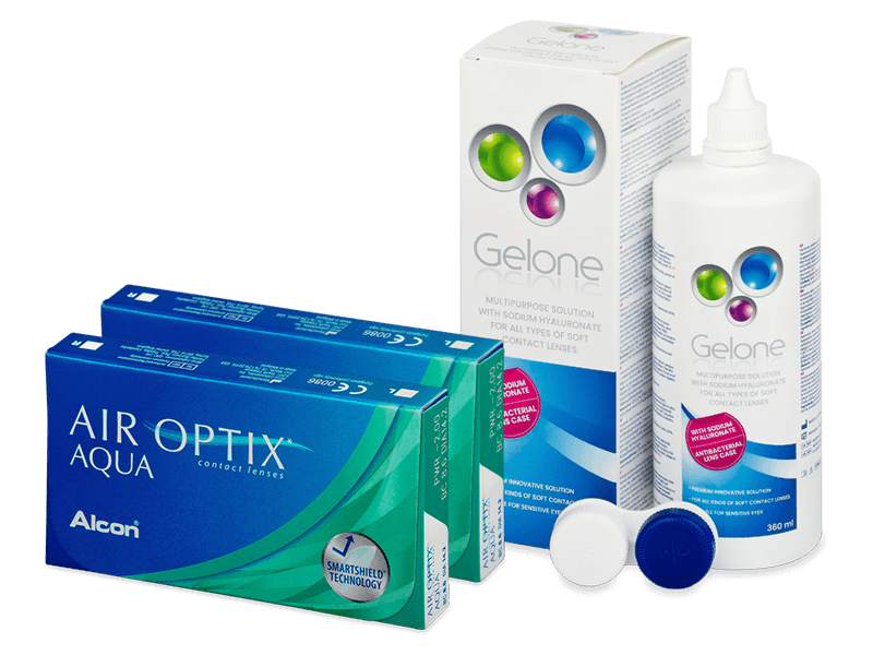 Air Optix Aqua (2x3 Linsen) + Gelone 360 ml - Spar-Set